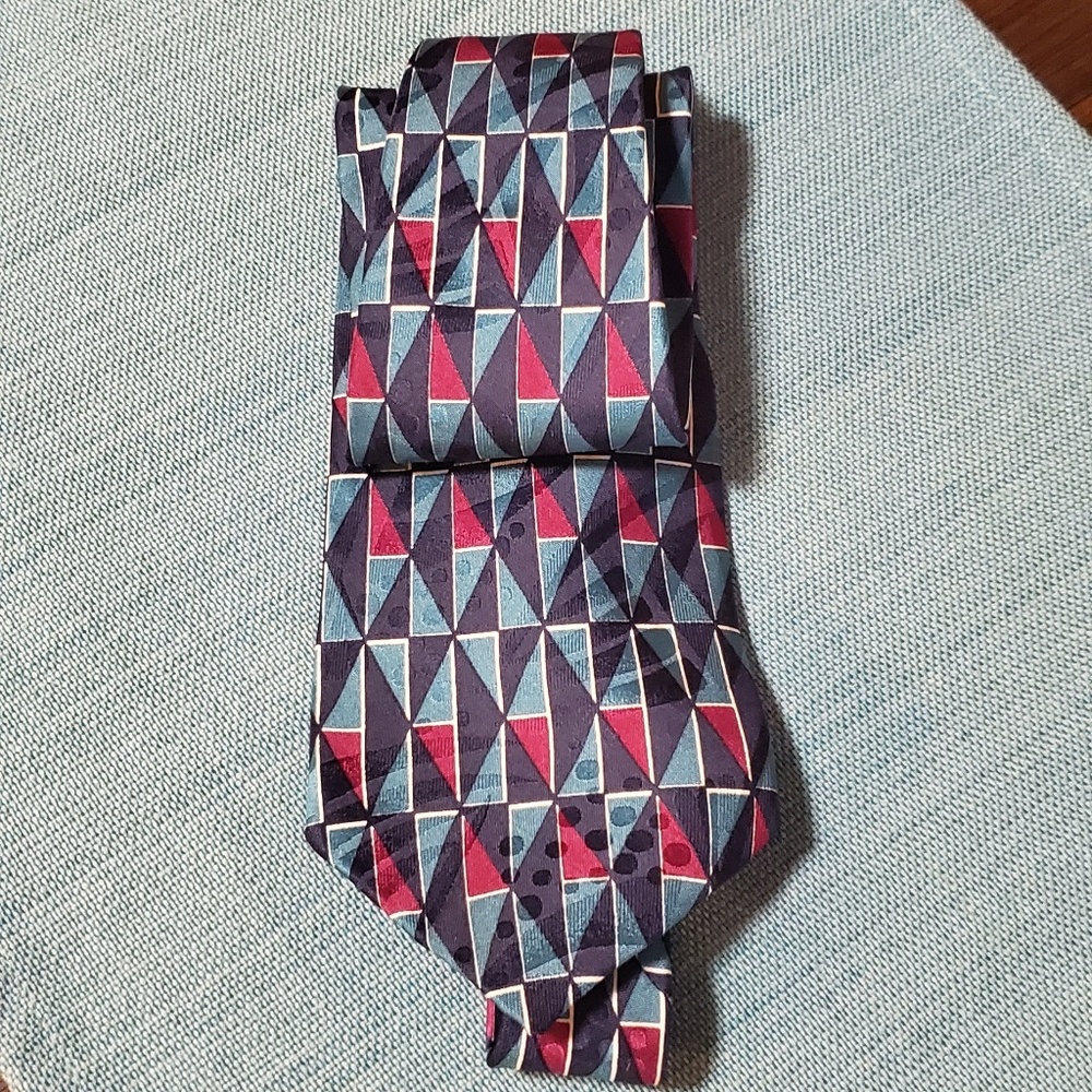 Ferranti maroon teal blue tie 100% silk